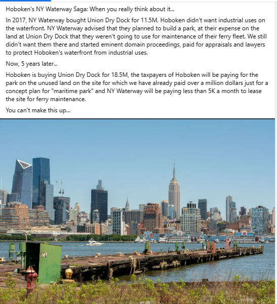 The real story of #Hoboken & #NewYorkWaterway. This has seriously got to be the worst possible deal that any mayor has ever negotiated on behalf of Hoboken residents. Can someone explain why we bothered to fight NYWW in the 1st place? Was it to give new meaning to the word folly?