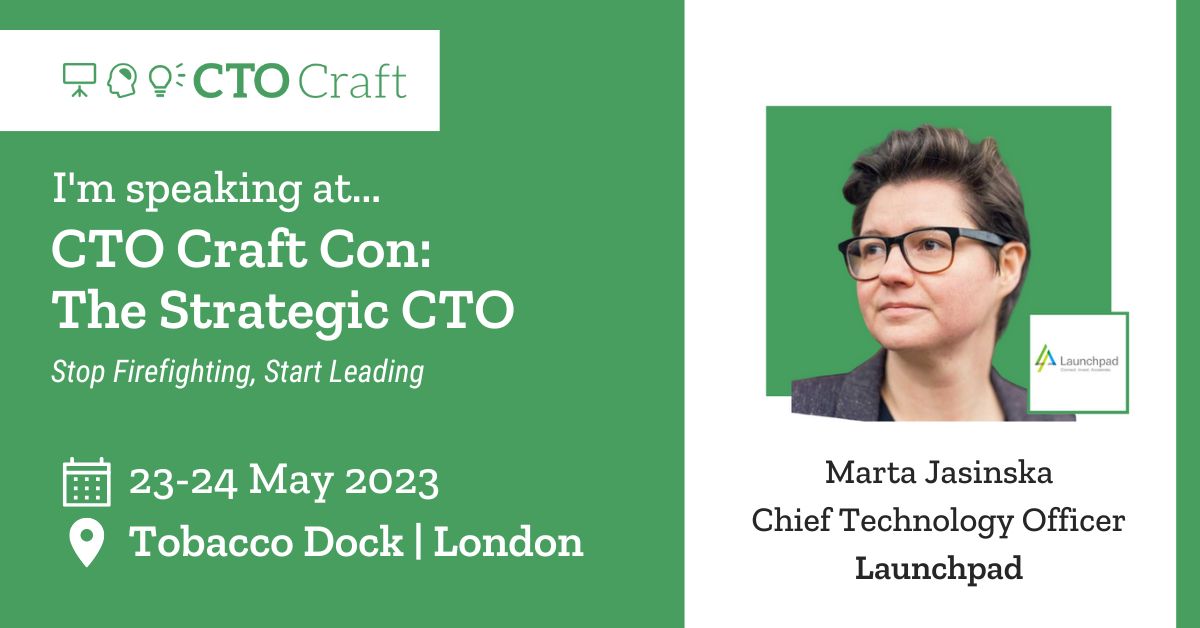 Excited to be speaking at CTO Craft Con in London on May 23-24th! It's going to be an incredible gathering of technology leaders and I can't wait to share my insights with this amazing community. If you’d like to find out more, click here: conference.ctocraft.com/london-2023/ #CTOCraftCon