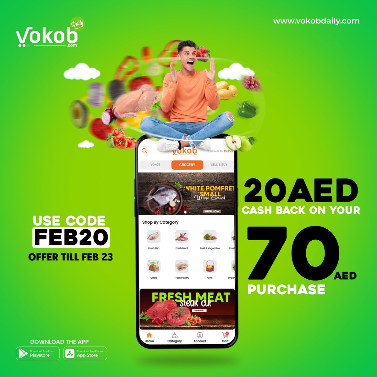 Get a 20 AED discount! Use code FEB20 and get 20 AED free on a 70 AED purchase. SHOP NOW! vokobdaily.com

#cashback #cashbackoffer #offer #offers #OfferSale #offerprice #shopnow #shopnowonline #discountsale #discountcode #discountoffer #discountstore #discount