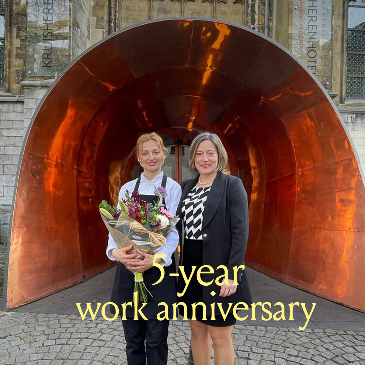 Cheers to 5 years with Joy Protopopova! We're thrilled to celebrate Joy's 5-year anniversary with us, from starting as an intern at Château St. Gerlach to joining our Kruisherenhotel team as a talented Chef de Partie.