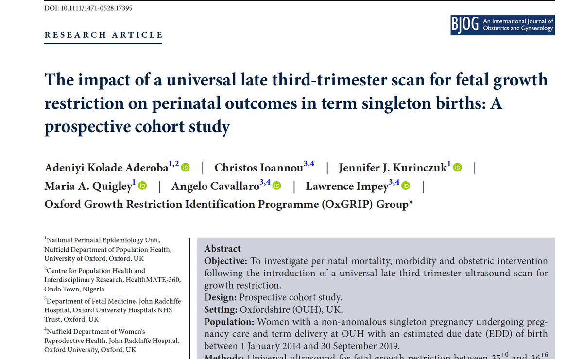 ade_aderoba's tweet photo. New: Universal late 3rd-trimester ultrasound decreases extended perinatal mortality by 27% & severe morbidity by 33% compared with usual care. Also, birthweight (<10th centile) detection was 40.5% if all abnormal scan parameters were used.
https://t.co/FWiiGOSgVY
#HealthMATE360 https://t.co/FtifjamKGP