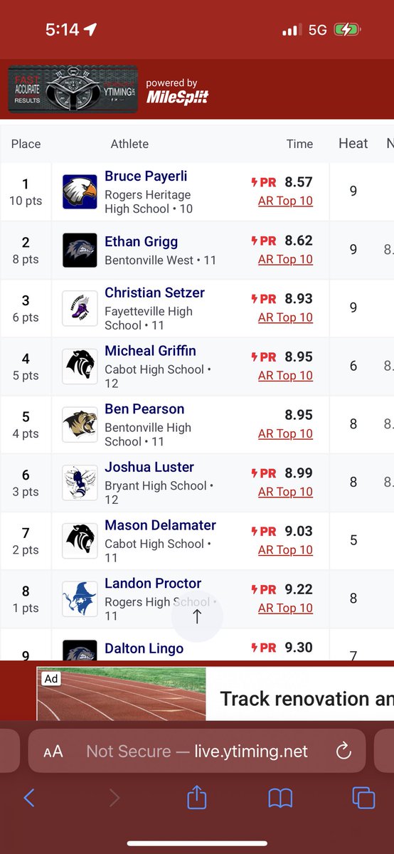 EthanGrigg06's tweet photo. New pr in the 60h placing me 2nd in the 6a state championship. https://t.co/G5TVYzztoz