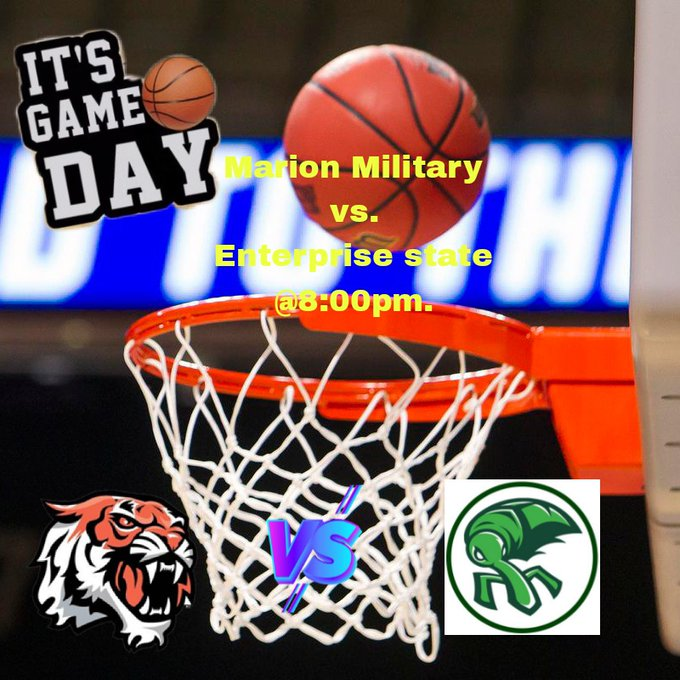 Marion Military vs. Enterprise State/ NJCAA Boys Basketball 
🗓 On Monday,Feb.20.
🕖 8:00 PM EST
📺 bit.ly/3XIwSya  

<a href="/weevilathletics/">Enterprise State Athletics</a> <a href="/EnterpriseState/">Enterprise State</a> <a href="/Damorion16/">Damorion Jones</a>