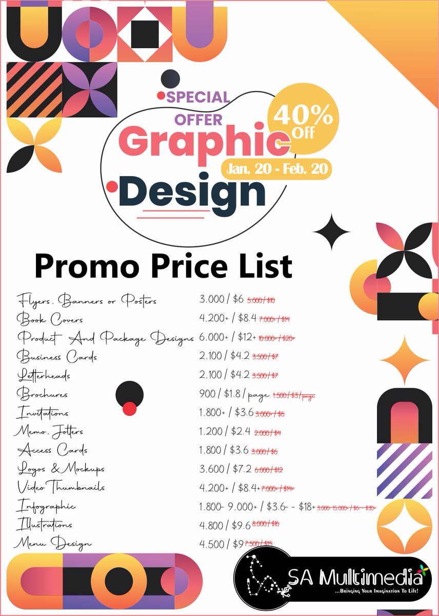 SA_Multimedia_'s tweet photo. Our New Year's Special Offers Ends Today ⏰️

Do you know you can still be a part of these offers?
Yes, all you need to do is place an order accordingly and a spot will be reserves for your designs. https://t.co/G2RN547CKz