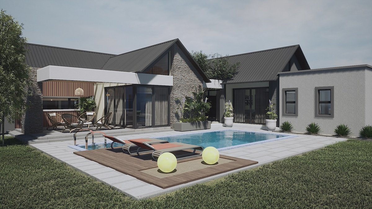 Happy sharing images of plans I have completed of House NM at Kings City Bulawayo. 3 bedrooms. 330 square metre floor area on 2000 square metre stand size. Open plan kitchen, dining and lounge. Flawless synergy of indoor outdoor living.