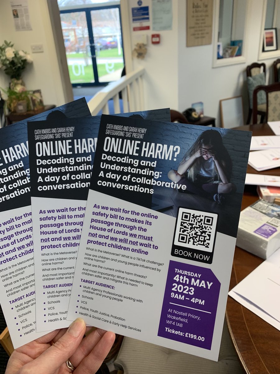 The flyers have landed! For our online harm conference May 4th at Nostell Priory West Yorkshire. Join us ⁦@nibzy⁩ West Yorkshire Police, ⁦@lukeambleruk⁩ ⁦@barnardos⁩ and many more conversation leaders to look at best practice for keeping children safe online