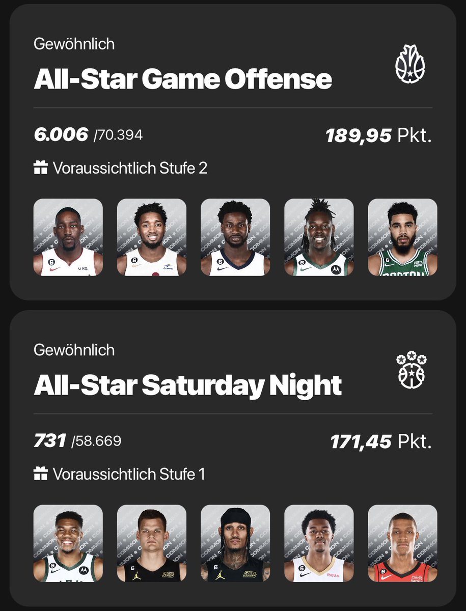 Dank Tatum war das doch ein relativ erfolgreiches #NBAAllStar Wochenende. 🟨 Tier 2 und Tier 4 Reward. Wie lief‘s bei euch? #SorareNBA