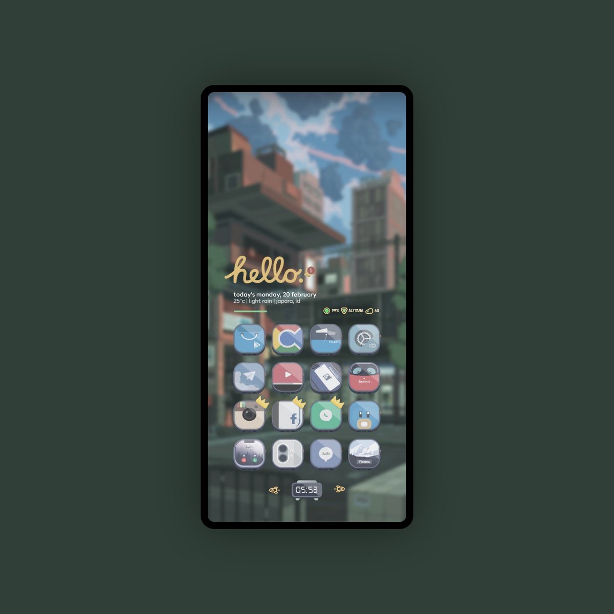 tes icon baru ah,jujur emang rada bingung ane mau setup stylenya gimana lagi 😅🤦😀
big thanks to bang @oktfrds 🔥🔥😎

@oktfrds (icon,wall,and widget)
@s4zw (sb)
@DeeLirious_One (crown badge)
@GalerVodgals (grid icon)
creativeapps.