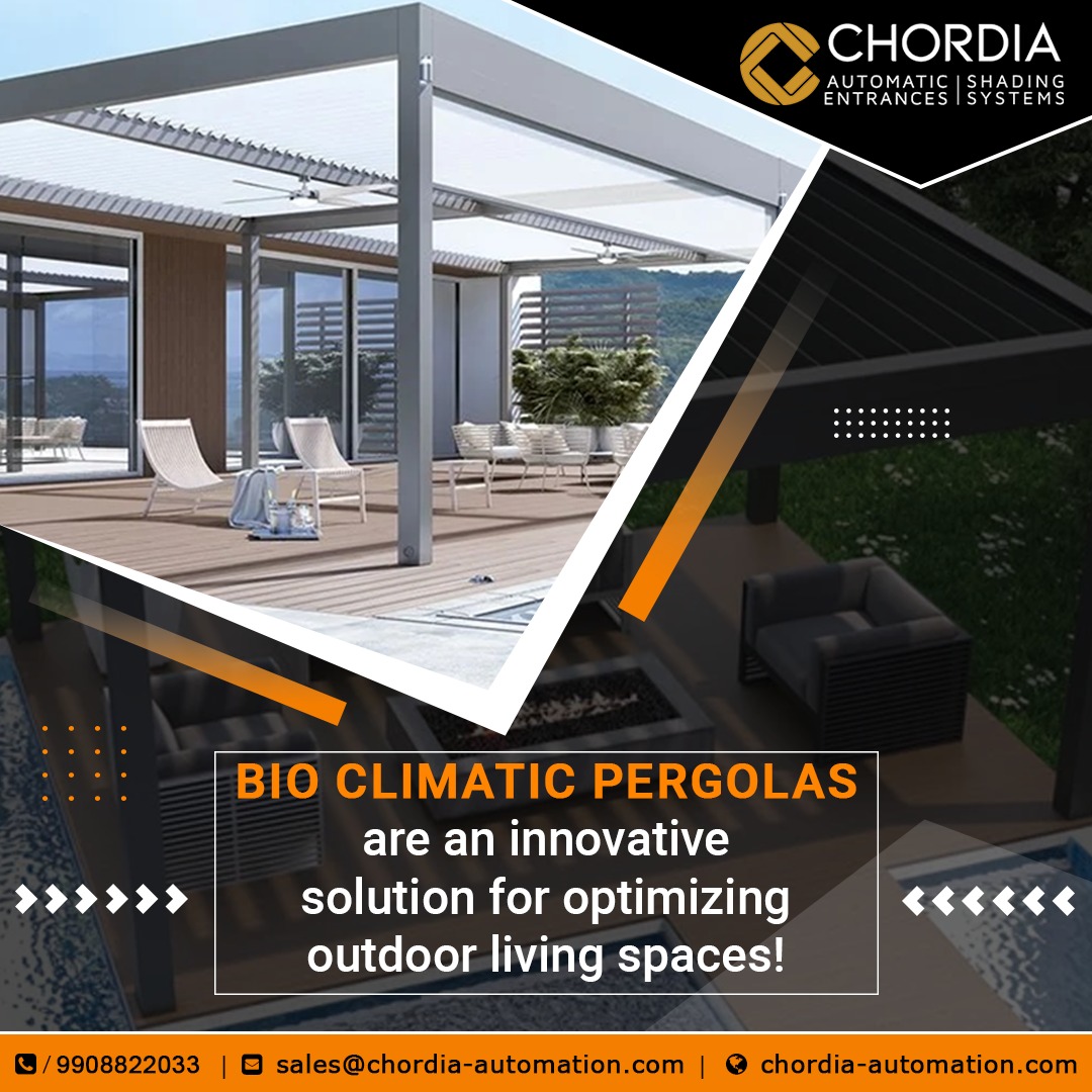 Experience the natural beauty of your surroundings in a whole new way with Chordia Automation's Bio-Climatic Pergolas.

For enquires visit @ chordia-automation.com

#ChordiaAutomation #bioclimaticpergolas #smartpergolas #outdoorliving #sustainableliving #innovation #Hyderabad
