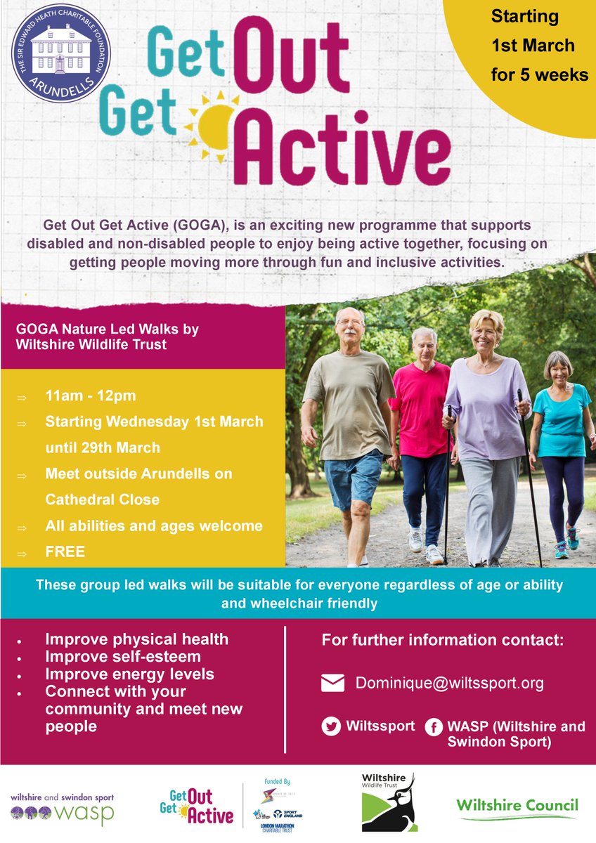 WiltsAreaBoard's tweet image. Are you looking to connect with new people and improve your health and wellbeing? 

Join the new #GetOutGetActive walking group starting on 1 March in #Salisbury 🚶‍♀️🚶🚶‍♂️
