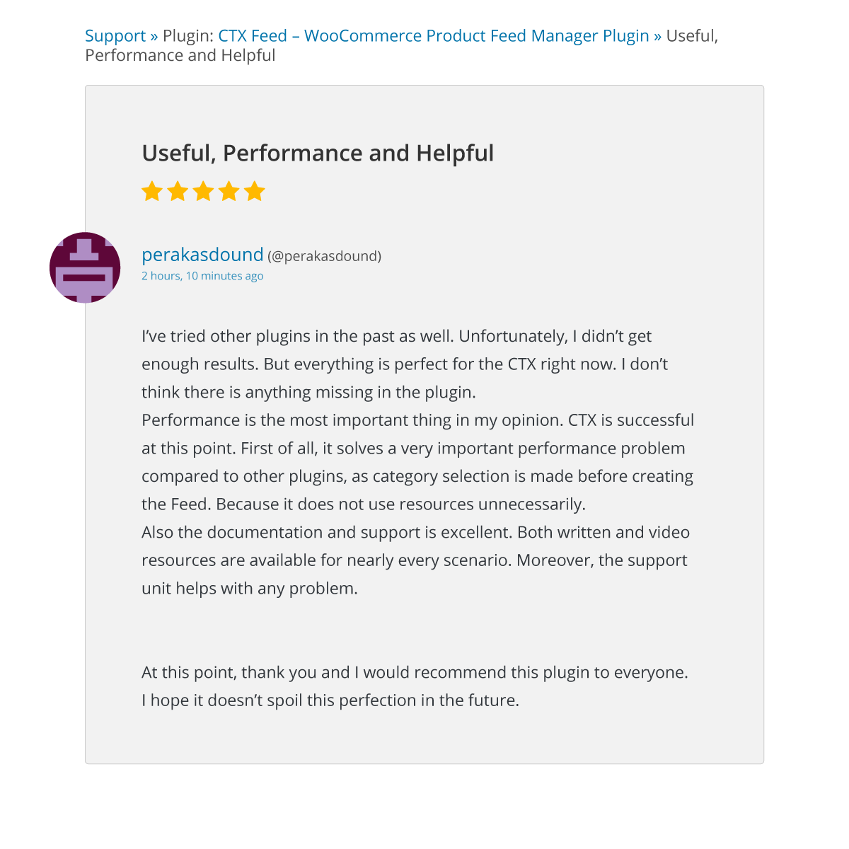 webappick's tweet image. 🎉It’s always important to acknowledge and appreciate positive feedback and reviews as they can be a great source of motivation and encouragement.

A very special thanks to @perakasdound👏

#ctxfeed #webappick #woocommerce #plugin #wordpress #ctxfeedplugin