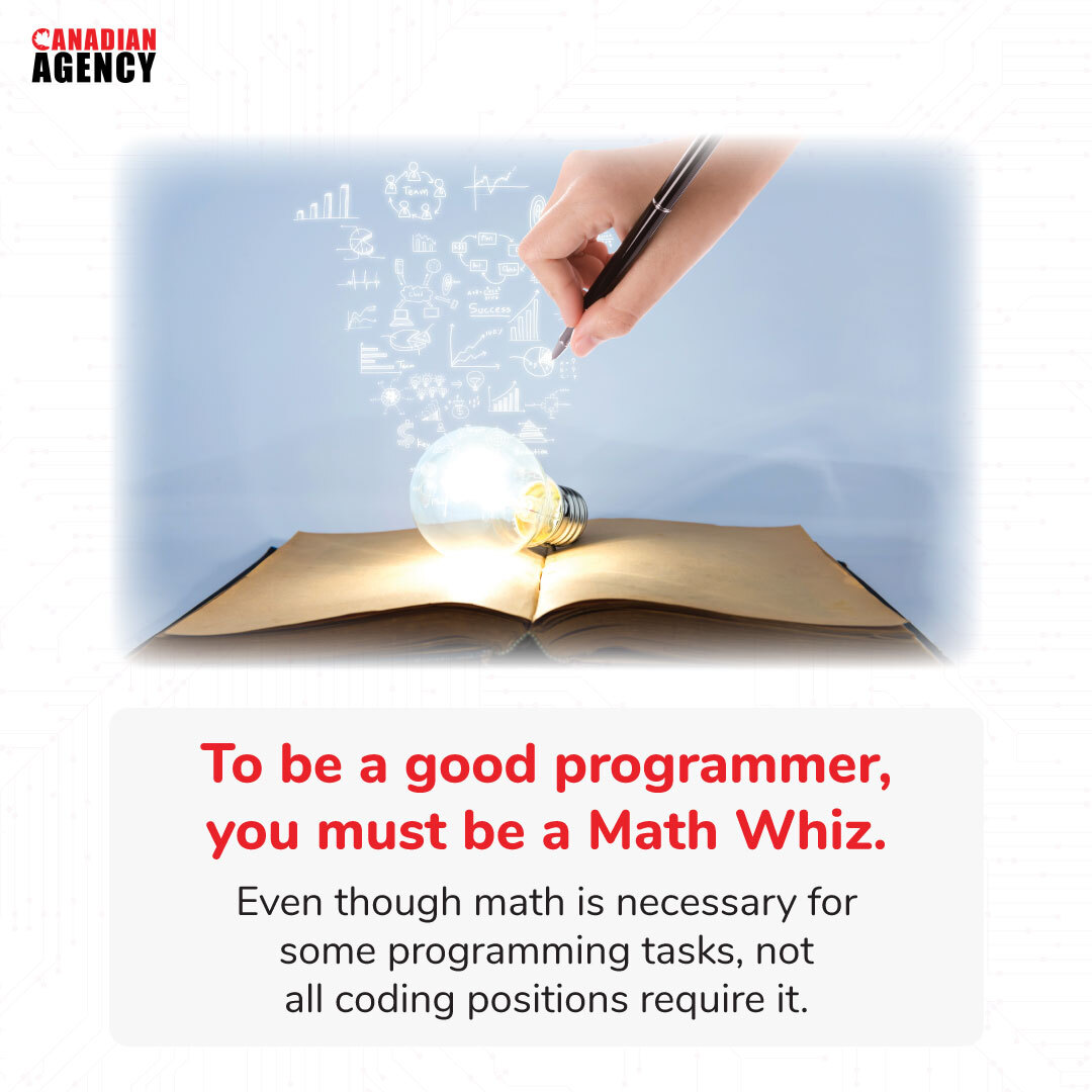 agency_canadian's tweet image. Think you need to be a genius to code? Or that you have to be stuck behind a computer all day? Think again! 💻 Stay with us as we're here to bust those common coding myths 🚀
#canadianagency #codingmyths #learntocode #neverstoplearning #programmers