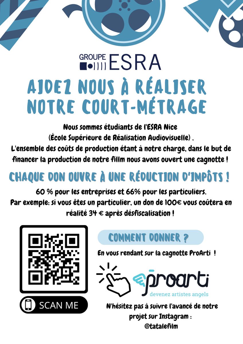 sofiajimnz_'s tweet photo. Bonjour! 
Nous allons réaliser un court-métrage pour notre projet de fin d’études. 
Dans le but de financer la production de notre film nous avons ouvert une cagnotte.
Votre contribution, quelle qu’en soit le montant, nous sera précieuse pour réaliser ce projet.😃 https://t.co/APqKvwtu3I