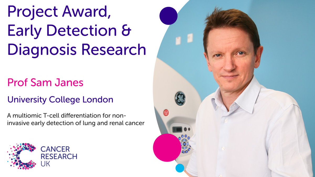 CRUKresearch's tweet photo. @Toastyjac @KingsCollegeLon .@ucl @JL_Reading, Sam Janes &amp; @MaxineGBTran will test how to use the immune system to detect lung and kidney cancer. Their work will evaluate T cell responses as a non-invasive way to detect early stage disease [3/4] https://t.co/uTbyRVohNo