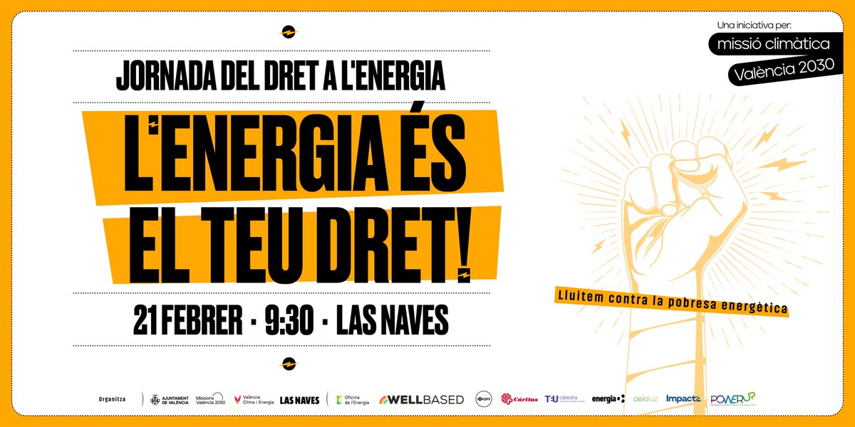 ENERGIA | 💡 RECORDA, demà t'esperem en Las Naves en la #JornadaDretEnergia #SetmanaDretEnergia

🗣️Parlarem de #PobresaEnergètica, de #DretEnergia, d' #EficiènciaEnergètica... 
#MissióClimàtica #València2030

🖱️Inscriu-te ací👇

eventbrite.es/e/entradas-jor…