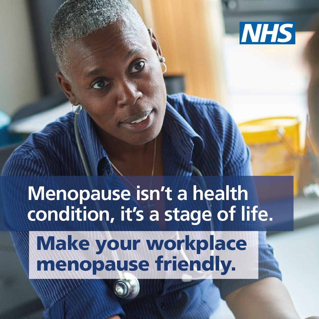NHSEngland's tweet photo. The NHS has published national guidance to help make more workplaces menopause friendly.
 
Find out how you can understand more about the menopause and how to support colleagues experiencing menopause symptoms at work. ➡️ https://t.co/9tdOCcKJfi https://t.co/fDYSCwrlQw
