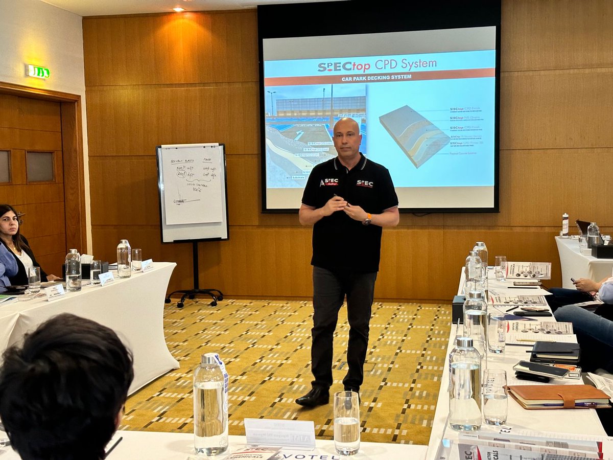 SpECfze's tweet photo. Day 1 of #SpECDistributorTraining was a success!

Today, Elia Kazan shared the different SpEC product range from Concrete Repair to Adhesives. New products were also introduced.

#SpEC #distributors #constructionchemicals #chemicalengineering #Producttraining https://t.co/1BMQURvdEL