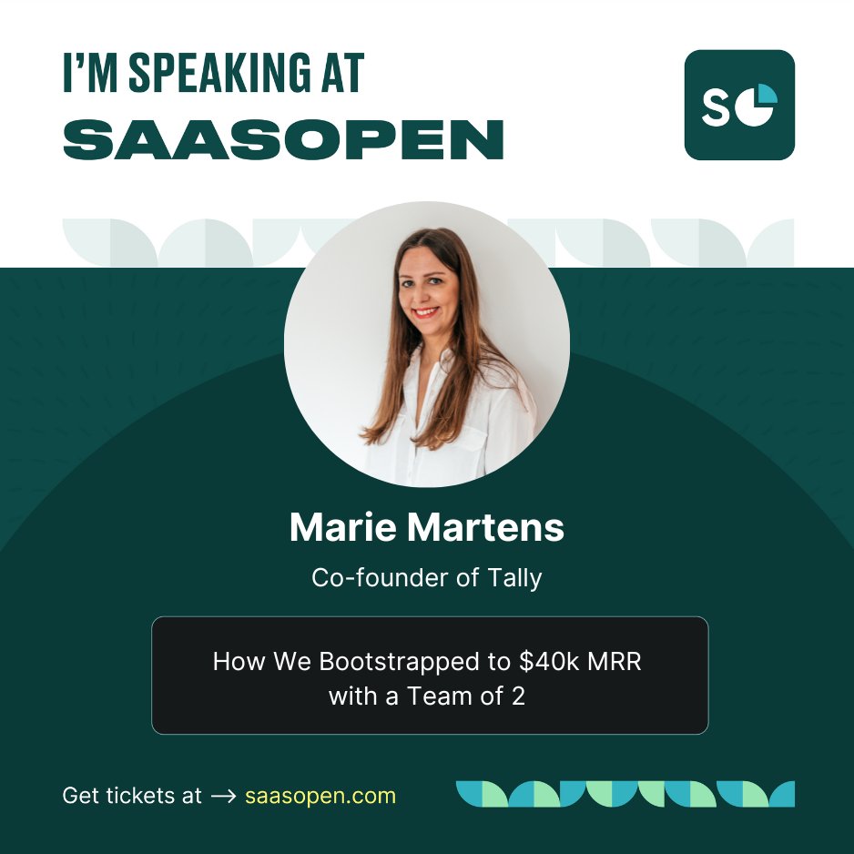 Looking forward to this one!

I'll share how we grew @TallyForms to $40K MRR at SaasOpen in NYC, on March 16th.

Let me know if you're in town! 🗽
