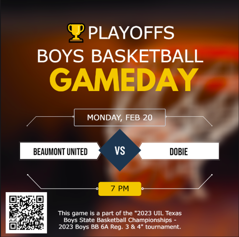 🚨 UIL Texas Boys State Basketball Championships Boys BB 6A Reg. 3 &amp; 4
🏀 Beaumont United🆚Dobie
📅 Monday, February 20
⏰ 7pm
📺 Live Streaming prosport.insidethegames.live/hsb.php
Game Details: @ Port Arthur Memorial
<a href="/BUBasketball2/">BU Timberwolves</a> <a href="/DobieHS/">Dobie High School</a> <a href="/WestonDavis_75/">weston Davis</a>