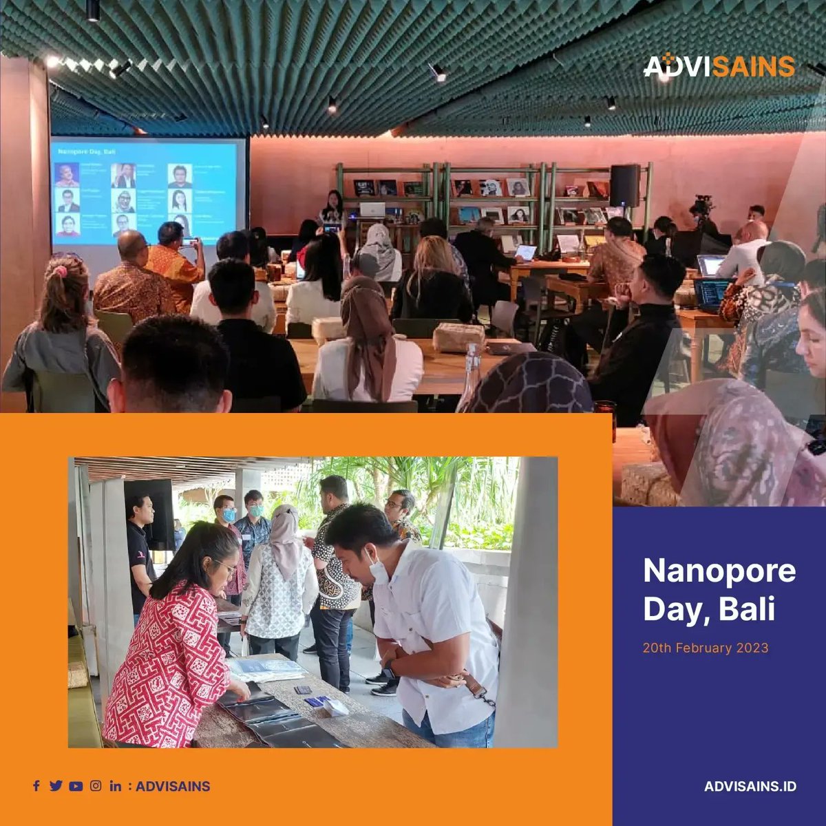 advisains's tweet photo. 📍Denpasar, 20th February 2023
Wonderful day to be with you at Nanopore Day in Bali.
Thank you for your enthusiasm in visiting Advisains Booth 😊, see you next event.
Oxford Nanopore Technologies #NanoporeDay #SelaluAdaValue #Advisains @nanopore https://t.co/YbUCkyy2sU