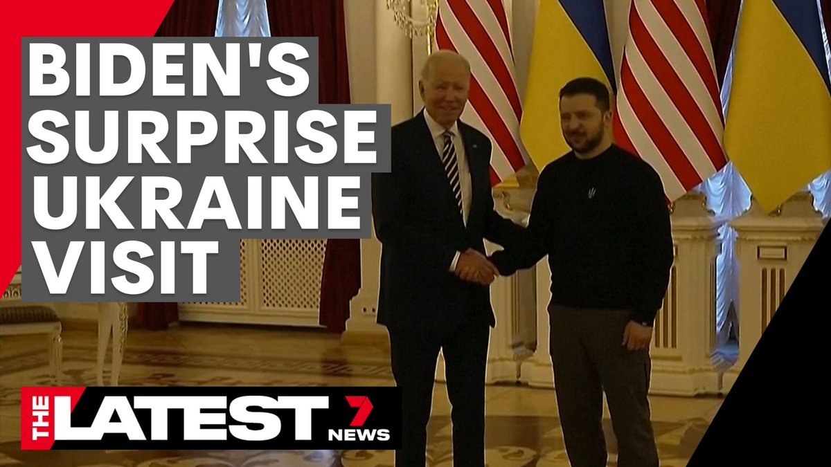 Joe Biden has made a surprise visit to Ukraine and is on the ground in Kyiv right now meeting with President Zelensky. We crossed live to our Europe Bureau Chief <a href="/hughwhitfeld/">Hugh Whitfeld</a>. youtu.be/Ol173WH57mM #TheLatest #7NEWS