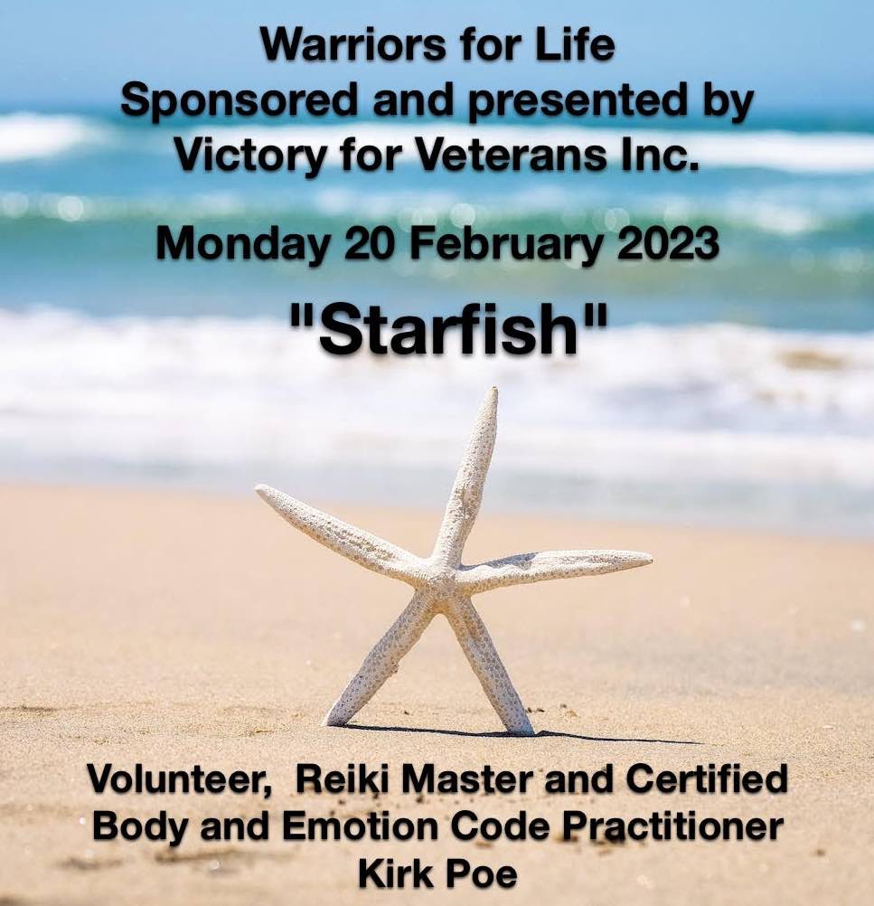 victoryvets's tweet image. Join Kirk TONIGHT &amp;amp; Warriors for Life (WFL) for "Starfish!" Presented by Victory for Veterans, Inc. (VFV)!

victoryforveterans.org/post/join-kirk…

TONIGHT's Topic: "Starfish!"

"You are Worthy of Every Opportunity to Heal"