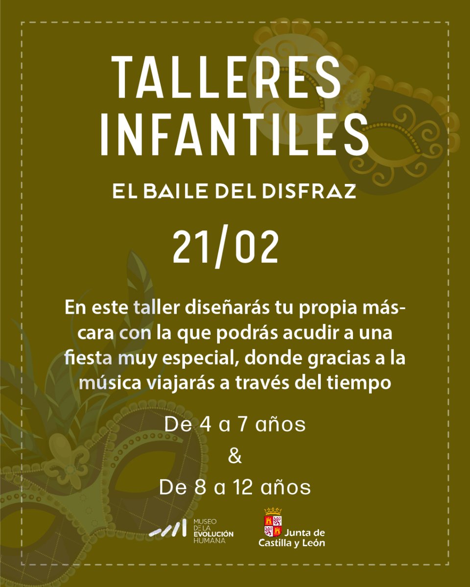 museoevolucion's tweet image. Mañana #martes diferente. ¡Tenemos talleres infantiles! 🤩 #ElBaileDelDisfraz
🗓 10:45h (4-7 años) &amp;amp; 12.30h (8-12 años) 

#BuenosLibros #IluminandoLaCaverna #RecomendacionesLiterarias #InscripcionesAbiertas #PlazasLimitadas #MEH #MuseoEvoluciónHumana