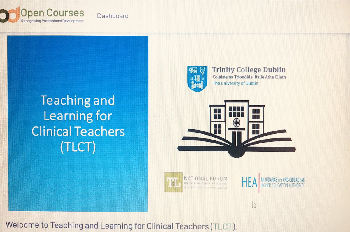 Free open access interdisciplinary courses to enhance Teaching and Learning in the Clinical Learning Environment knowledge and skills . Applicable to all healthcare professionals involved in training and supervising students. Available at tcd.ie/medicine/tlct