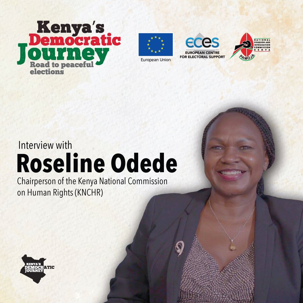 🎥We interviewed the Chairperson of <a href="/HakiKNCHR/">KNCHR</a> Mrs Roseline Odede, for our upcoming  Film-documentary titled “Kenya‘s Democratic Journey.” -The Road to Peaceful Elections 🇰🇪 

 ➡️here is the link youtube.com/watch?v=t-5q7D…

#eces4democracy