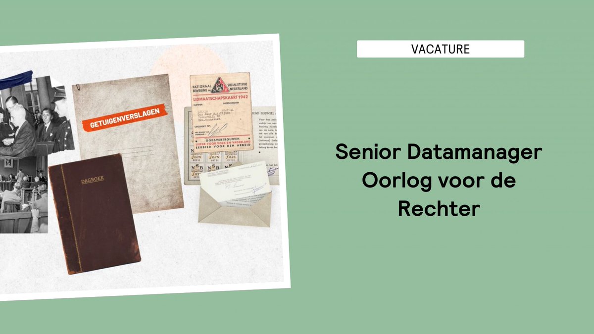 VACATURE | Voor het project #OorlogvoordeRechter is het Huygens Institute op zoek naar een Senior Datamanager.

Bekijk de vacature hier: lnkd.in/e-bUSZyf

#Oorlogsvoorderechter #CABR #Vacature #Bronnen #Transcriptie #TweedeWereldoorlog #WO2 #Collaboratie #project