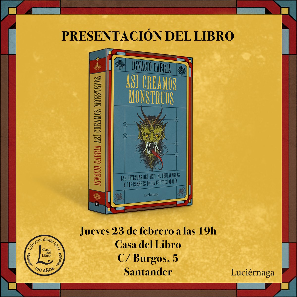 Este jueves 23 de febrero presento mi libro en La Casa del Libro de Santander
