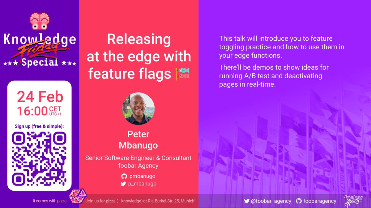 foobar_agency's tweet photo. Our new Knowledge Friday Special is ready for you 🧧!
We want to invite you to join us!
Come by, and enjoy input for head and soul 🧠 🍕.

We are looking forward to seeing you soon and to spending an interesting evening with you 👾! https://t.co/TKqbVOwX8d