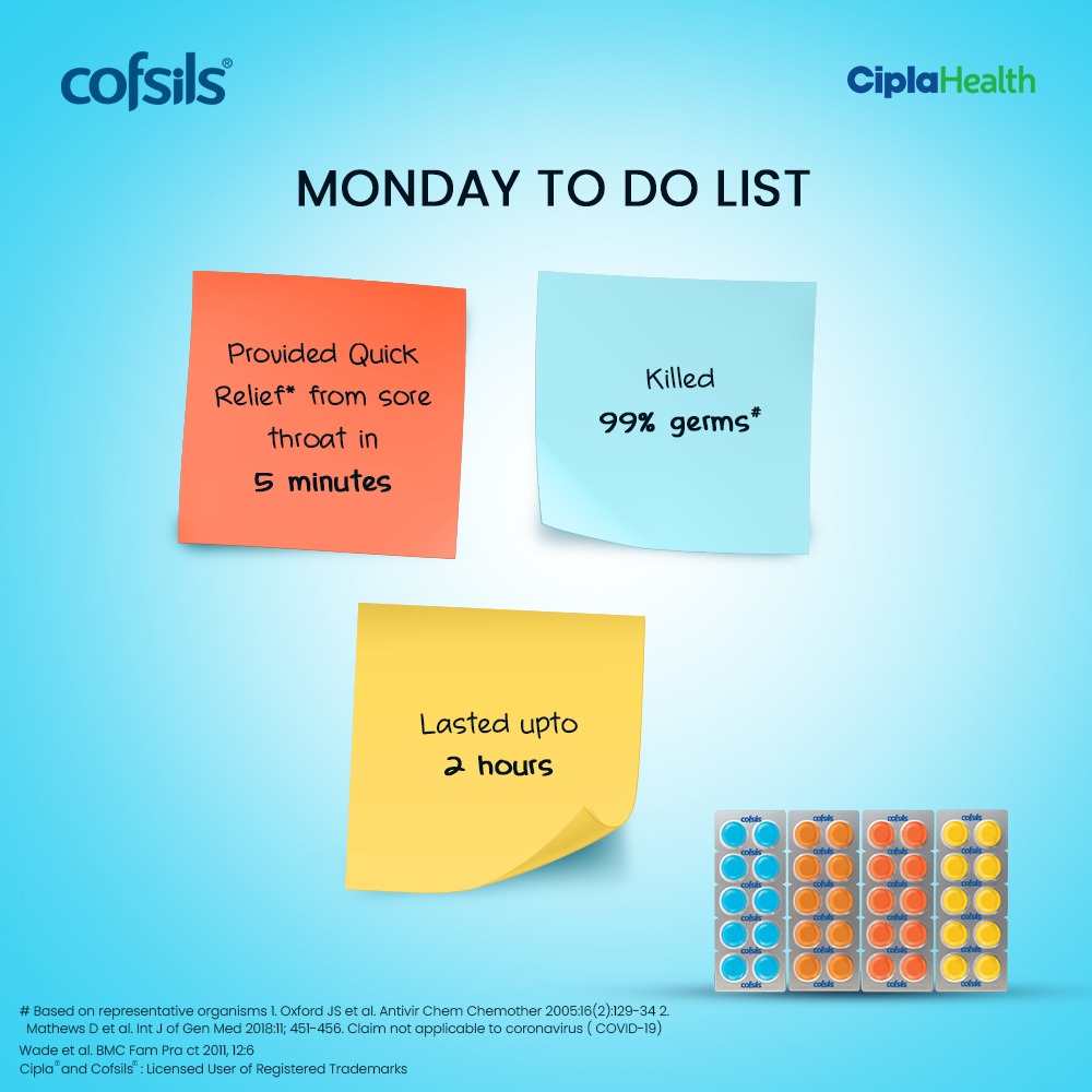 cofsils's tweet image. We have completed our tasks, what about you?

#Monday #Tasks #Tasklist #Todo #Todolist #Cofsils #Cipla #QuickRelief #SoreThroat #Orange #LemonHoney #GingerLemon #FreshMint #sorethroatremedy #health #lozenge #lozenges #virus #bacteria #killsgerms