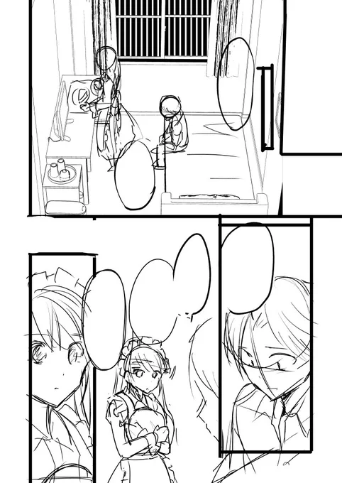 下描き中。だんだん雑になってく… 