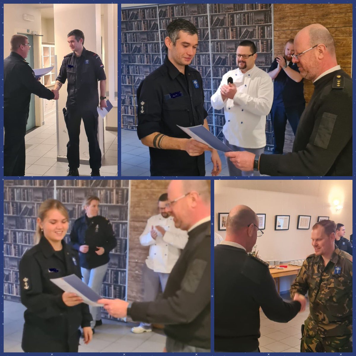 CCSPCATERING's tweet photo. De EVO305 heeft hun opleiding eind januari met goed gevolg afgerond. Natuurlijk werd dit gevierd in klein comité met een diploma uitreiking. Allen gefeliciteerd en veel succes met jullie praktijkwerkboek op jullie nieuwe plaatsing.
 
#LDV #koninklijkemarine #opleiding #succes https://t.co/hapEnc9Avw