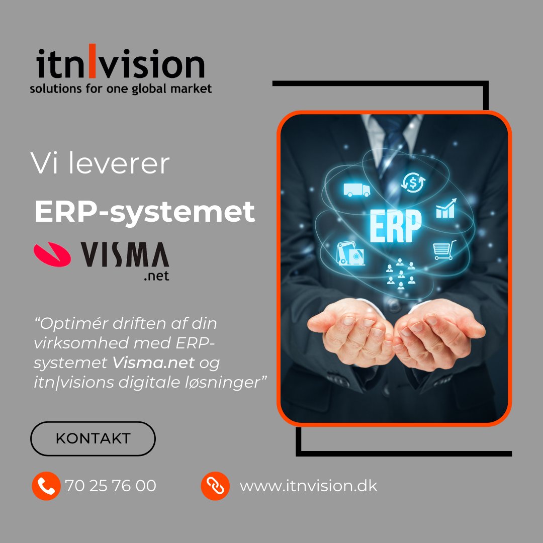 itnSalg's tweet image. Fem gode grunde til at få Visma.net:

✅Bedre ressourceallokering
✅Høj sikkerhed med to-trins godkendelse
✅Fleksibelt og skalerbart ERP-system
✅Tidsoptimering via automatisering
✅Komplet og fuldt integreret digital løsning