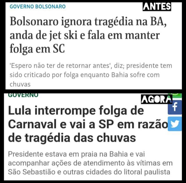 Aqui mostra a diferença da postura de Lula, um presidente de verdade e o miliciano moleque! 
#litoralnorte 
#LulaDoBrasilEDoMundo #pt43anos