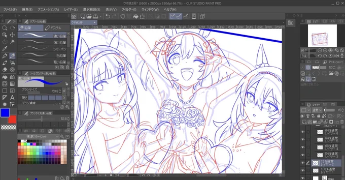 2周年なのに1.5周年の衣装で描いてる
このドレス可愛いから描きたかった 