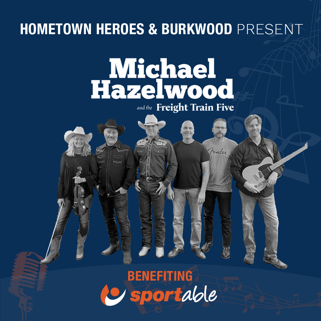 Michael Hazelwood & the Freight Train Five presented by @hometownrealty_ on Friday, March 10 with special guest appearance by Scott Rigsby, the first double amputee to finish the Hawaiian Ironman. All proceeds benefit Sportable’s mission. GET TIX >> bit.ly/BenefitingSpor…