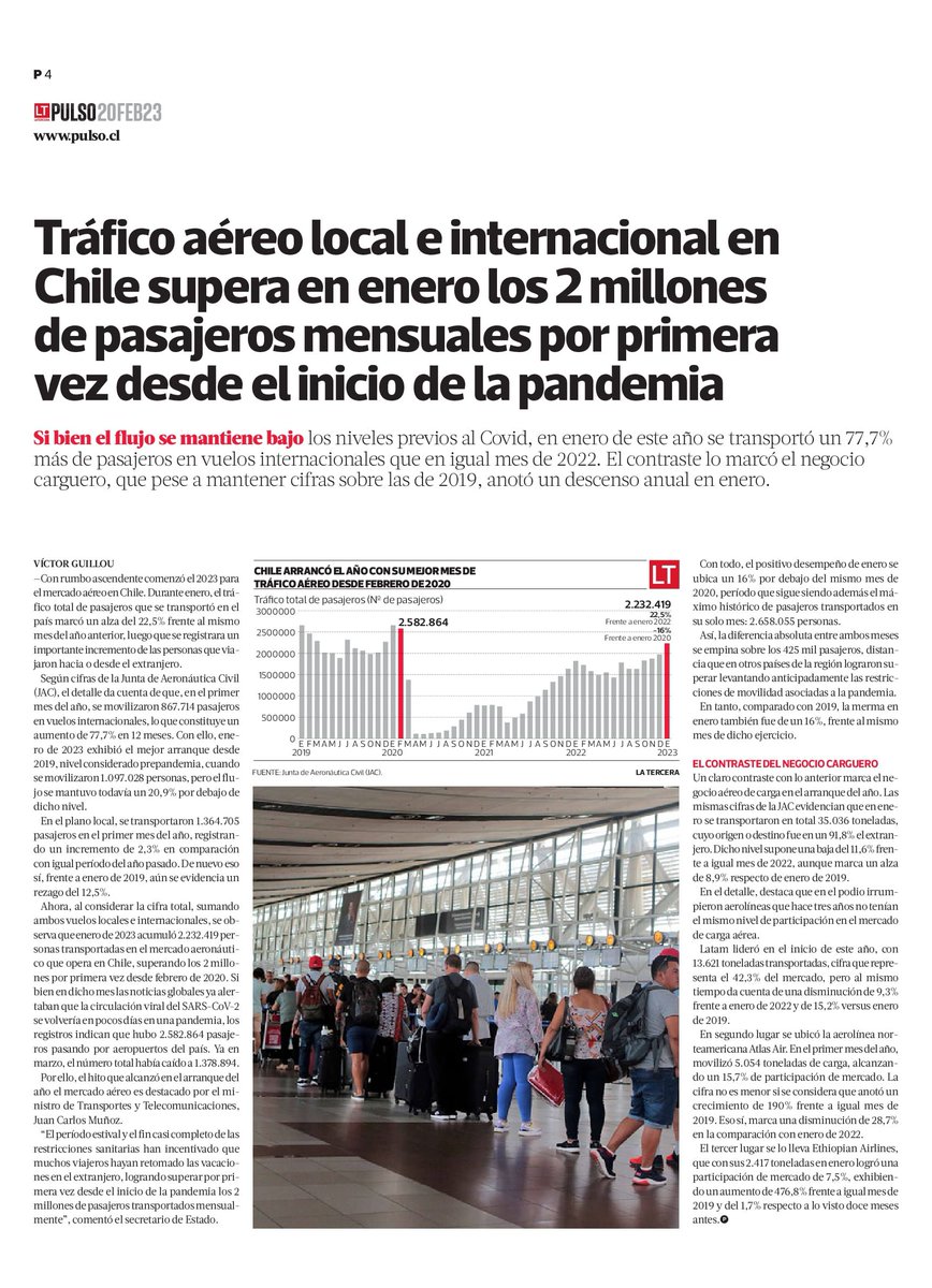 #PrensaMTT🗞️ En enero de 2023 se transportó un 77% más de pasajeros en vuelos internacionales que  en el mismo mes de 2022. 

Seguimos avanzando hacia las cifras pre-pandemia✈️