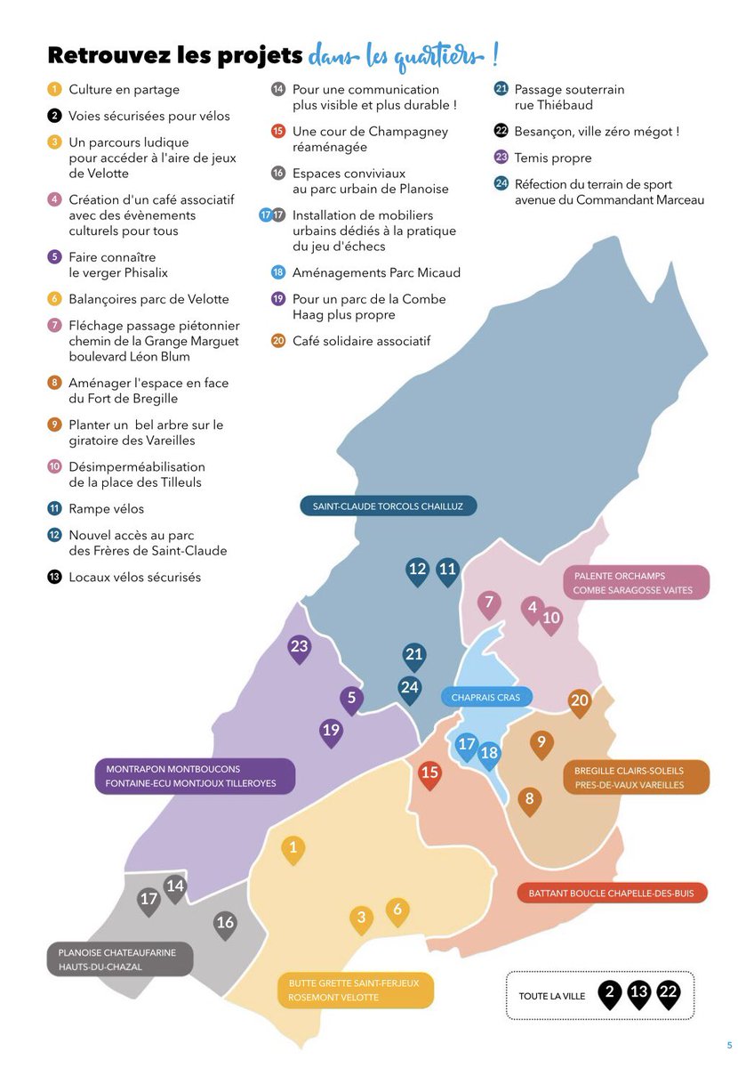 La carte des projets 📍 
Votez pour vos 3️⃣ projets préférés par ici ➡️ bit.ly/3EleLHJ !
 #demopart #Besançon #Budgetparticipatif