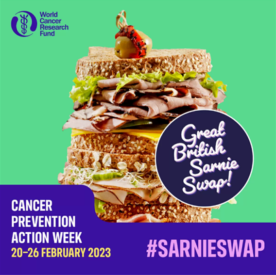 (2/2)@WCRF_UK 's #CPAW23 highlights the steps people can take to reduce their risk. One way is to take part in the Great British #SarnieSwap and swap out the processed meat in sarnies for alternatives. Visit wcrf-uk.org/CPAW for healthy and affordable sarnie filling ideas.