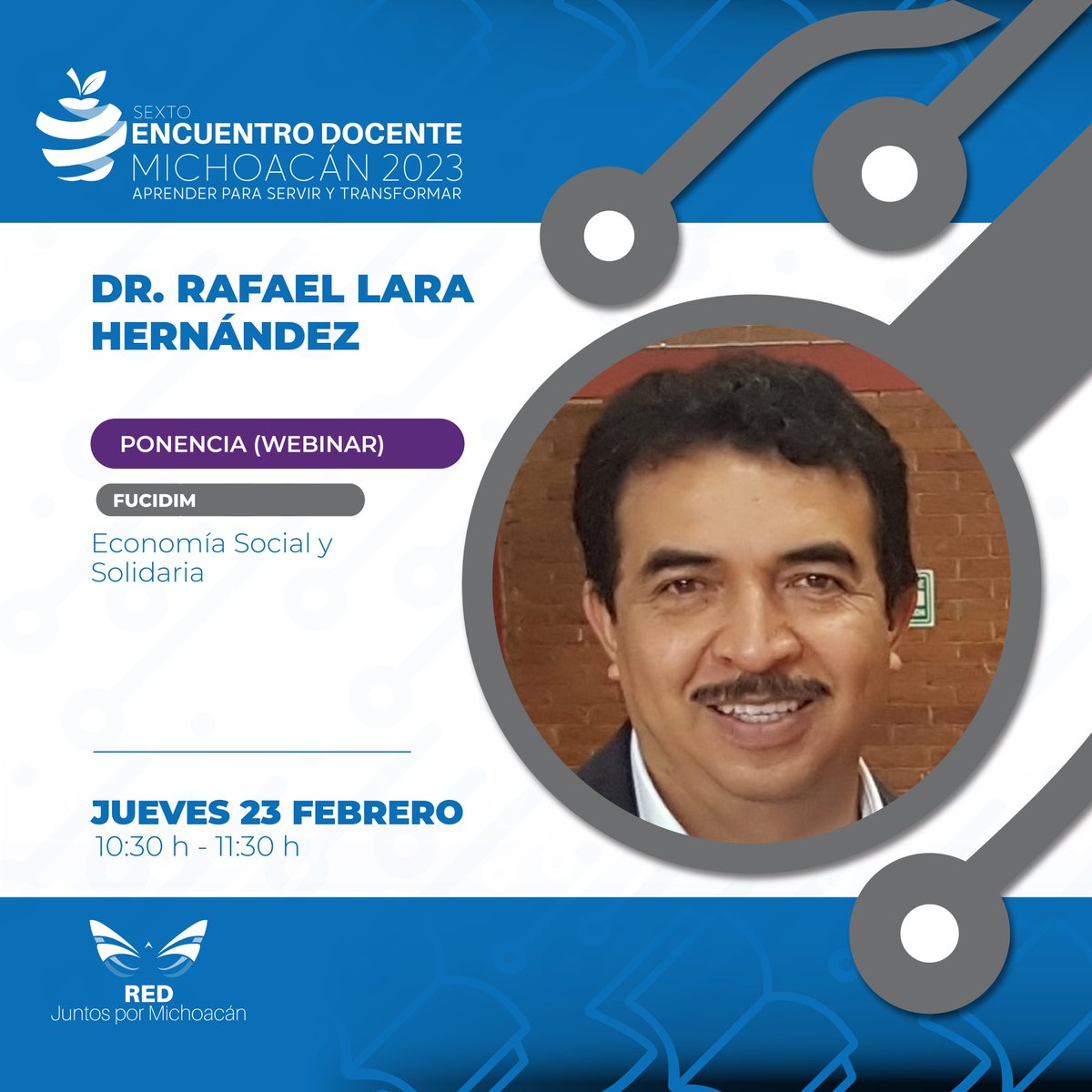 Conoce #sextoencuentrodocente
Miembro del Consejo Michoacano para la Construcción de la Paz y la Reconciliación. Es Doctor en Ciencias del Desarrollo Regional. 
Consultor Independiente sobre competitividad empresarial, calidad y mejora de procesos y docente del IT Morelia.
