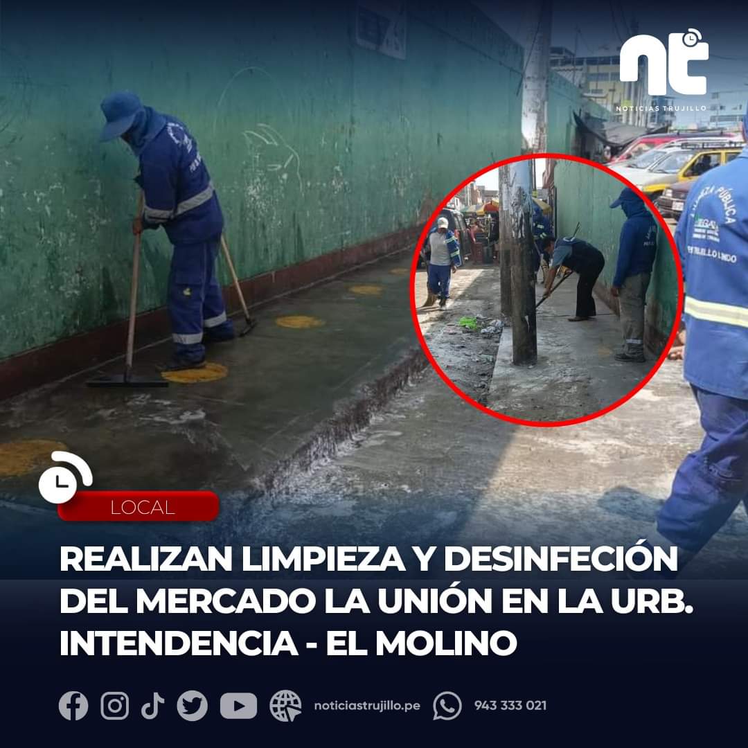 ntrujillo_pe's tweet photo. 🔴📌 ¿Qué te parece? La limpieza se realizó en exteriores del mercado, permitiendo desinfectar la zona que presentaba malos olores.
✅ Más detalles: https://t.co/ADYJN5jJ18
#NoticiasTrujillo #Segat #limpieza
🚨Envíanos fotos y videos de tus denuncias al 📲 943 333 021 https://t.co/syTgZL01oy