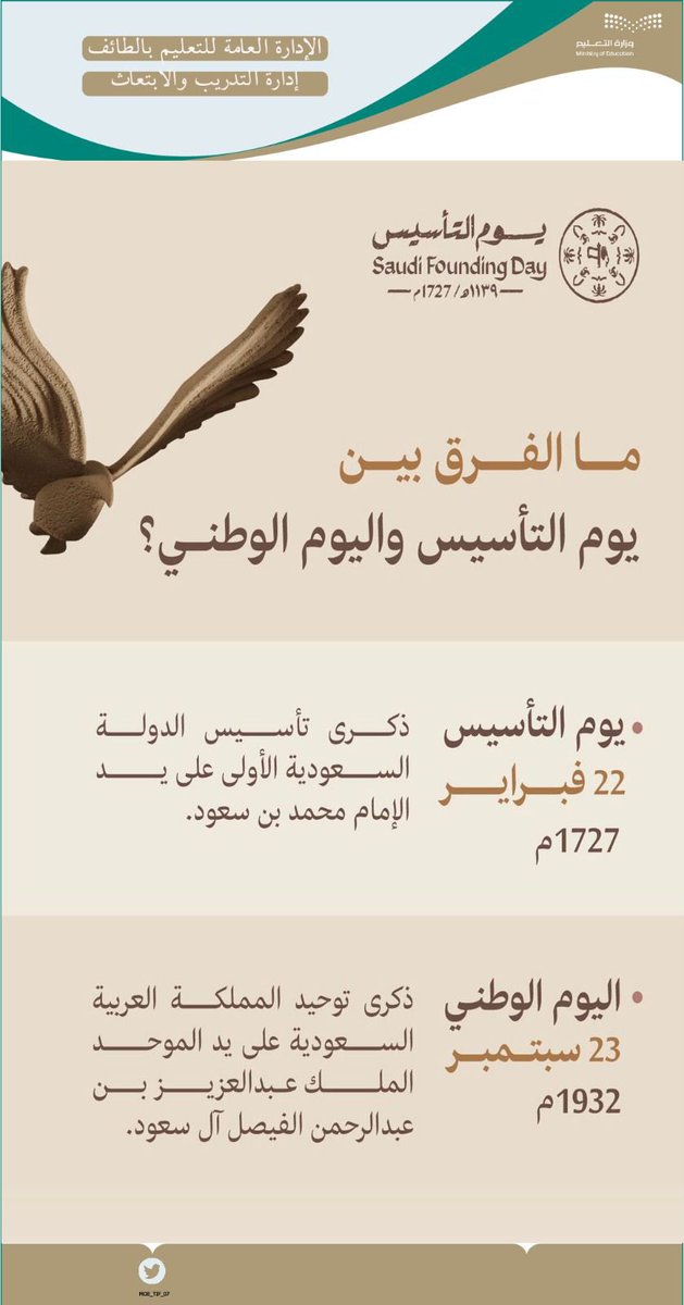 MOE_TIF's tweet photo. #يوم_بدينا .. ثلاثة قرون عريقة من العز والفخر 
#يوم_التاسيس https://t.co/w9VmzXmDtI