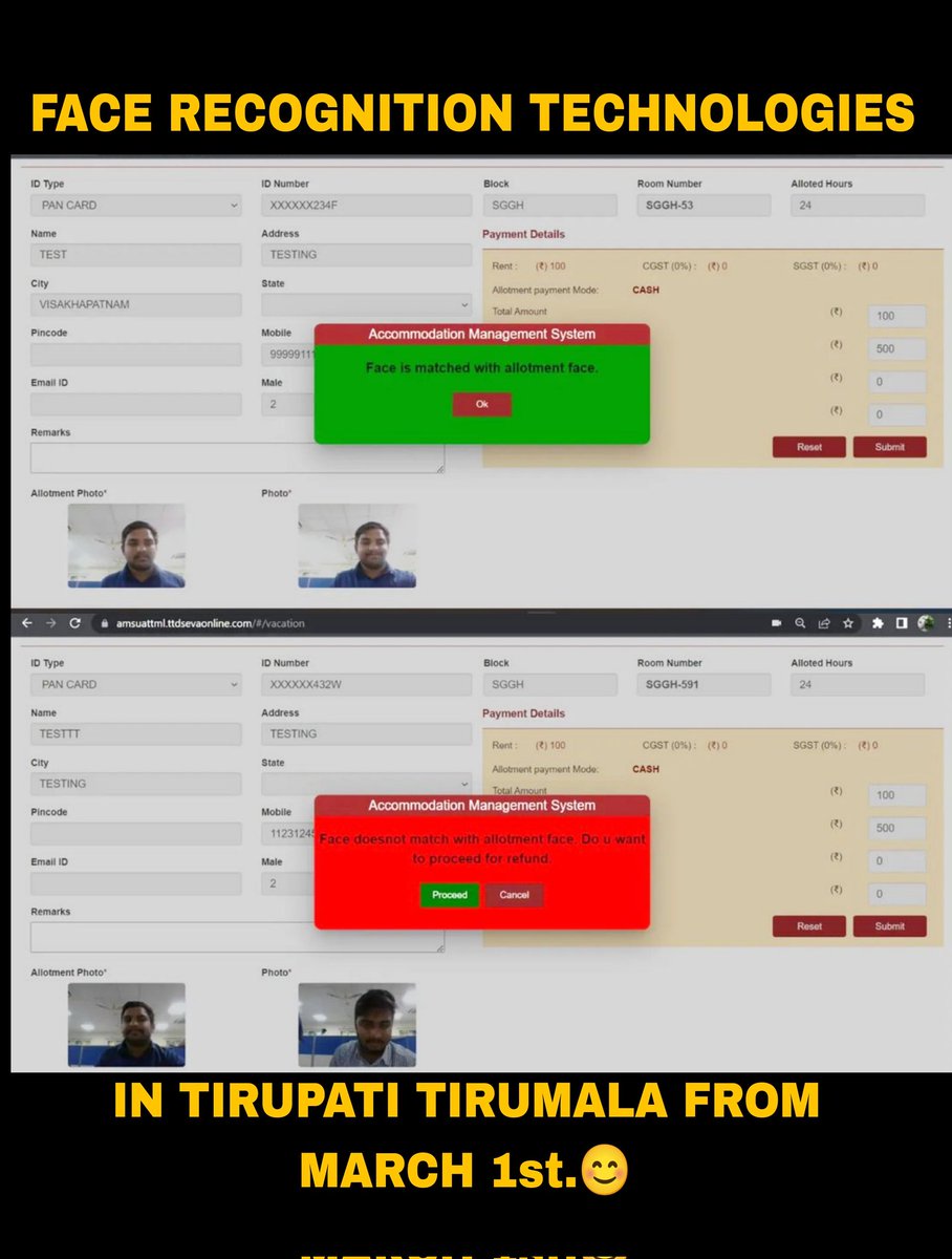 Tech20Free's tweet image. Technology capable of matching a human face from a digital image or a video frame against a database of face..😊 face recognition technology in TTD from March 1st 2023 Andra Pradesh, India.💖

#facerecognition #ttd #database #technology