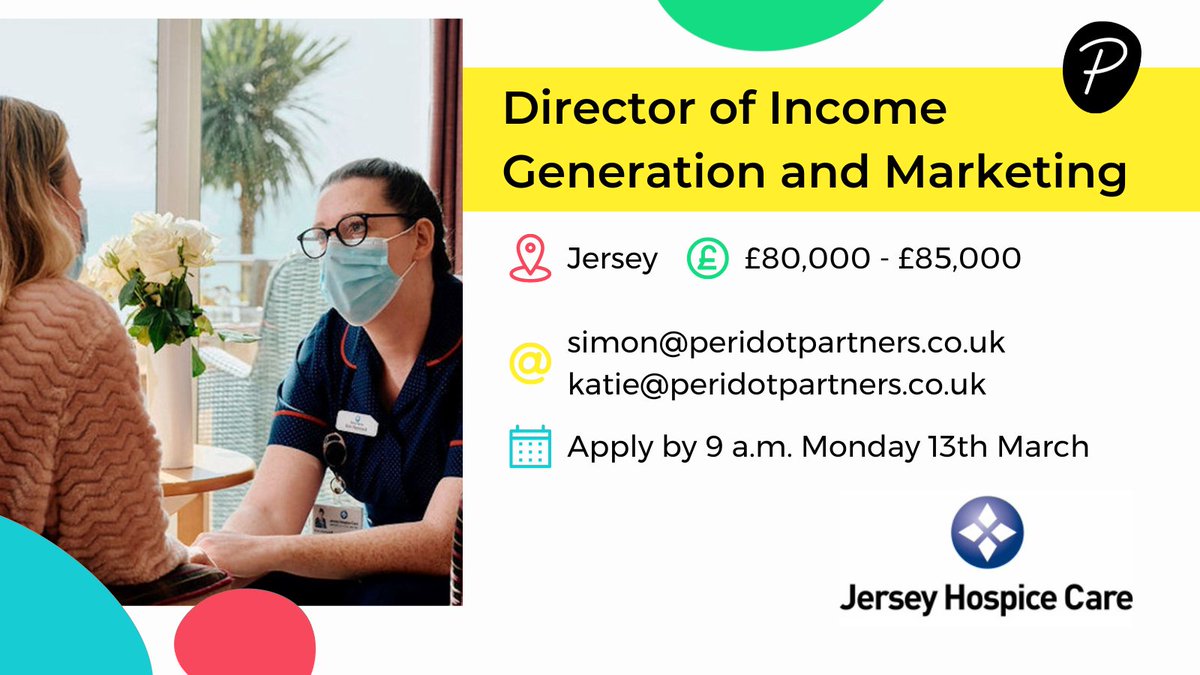 Peridot Partners (@peridotpartners) on Twitter photo 👉 #ApplyNow Director of Income Generation and Marketing <a href="/JerseyHospice/">Jersey Hospice Care</a>
Are you an enthusiastic fundraiser eager to take on your first director-level role?
Are you passionate about delivering outstanding care with a transformative hospice?
Click here: bit.ly/3CybHqT 👉 #ApplyNow Director of Income Generation and Marketing <a href="/JerseyHospice/">Jersey Hospice Care</a>
Are you an enthusiastic fundraiser eager to take on your first director-level role?
Are you passionate about delivering outstanding care with a transformative hospice?
Click here: bit.ly/3CybHqT