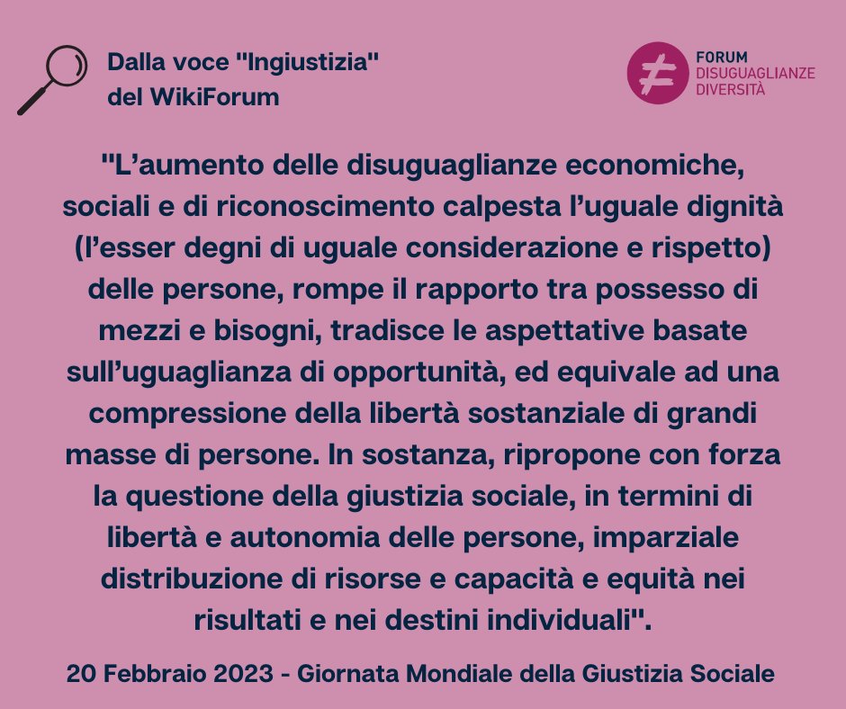 DD_Forum's tweet photo. Oggi è la giornata mondiale per la #giustiziasociale. Promuovere politiche pubbliche e azioni collettive che aumentino la giustizia sociale e ambientale è la nostra missione, che realizziamo attraverso le #15proposte e tutte le nostre attività. #SocialJusticeDay #20febbraio https://t.co/wmXwjhdwQH