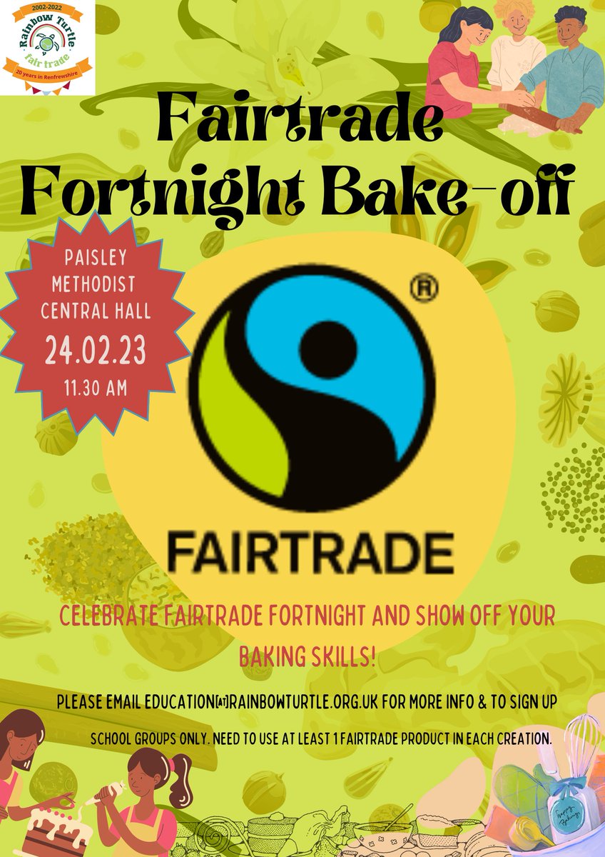 Last call for any school wanting to take part in our Fairtrade Bake-off competition this coming Friday! If you are interested, please get in touch with us at education@rainbowturtle.org.uk