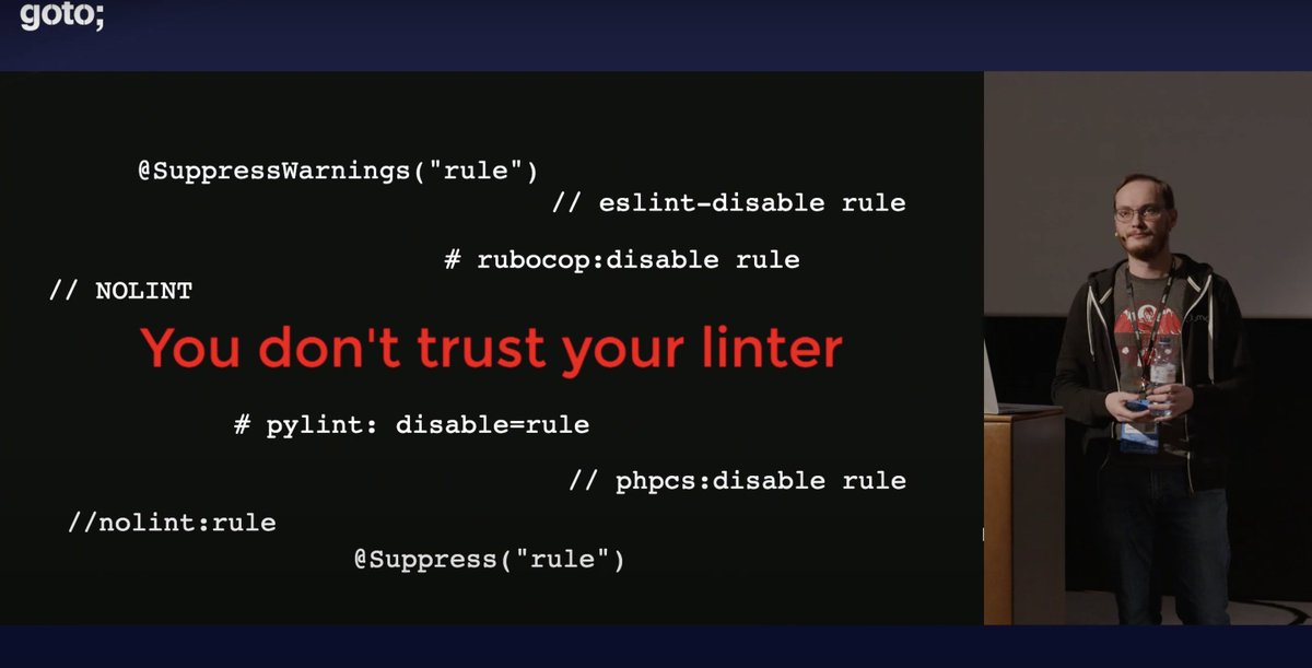 GOTO (@gotocon) on Twitter photo Devs often ignore the errors reported by the linter – even though the goal is the same:to ensure code works well
Hear <a href="/jfmengels/">Jeroen Engels</a>' talk about how language features impact the lint report, when should you ignore the linter and how to reduce false positives
youtu.be/XjwJeHRa53A?li… Devs often ignore the errors reported by the linter – even though the goal is the same:to ensure code works well
Hear <a href="/jfmengels/">Jeroen Engels</a>' talk about how language features impact the lint report, when should you ignore the linter and how to reduce false positives
youtu.be/XjwJeHRa53A?li…